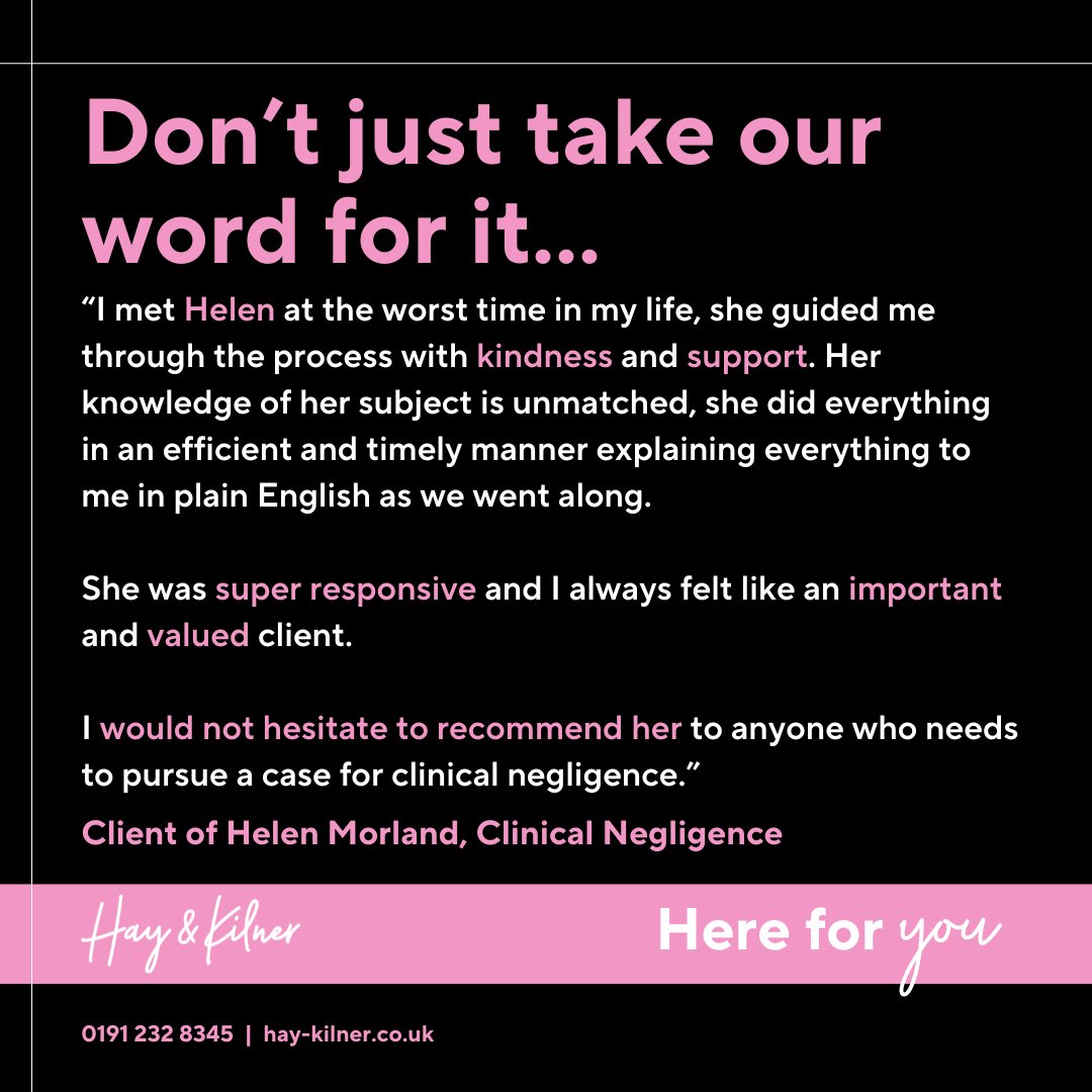 Hay & Kilner (@haykilner) on Twitter photo 🌟Testimonial Tuesday!🌟
A huge thank you to <a href="/HelenMorland/">Helen Morland</a>'s client for their kind words below. Thank you for trusting us during such a testing time.
Find out more about how <a href="/HK_ClinNeg/">Clinical Negligence</a> could help you here 👉rb.gy/dxrcsq
#ClientFeedback #ClinicalNegligence #LawFirms 🌟Testimonial Tuesday!🌟
A huge thank you to <a href="/HelenMorland/">Helen Morland</a>'s client for their kind words below. Thank you for trusting us during such a testing time.
Find out more about how <a href="/HK_ClinNeg/">Clinical Negligence</a> could help you here 👉rb.gy/dxrcsq
#ClientFeedback #ClinicalNegligence #LawFirms