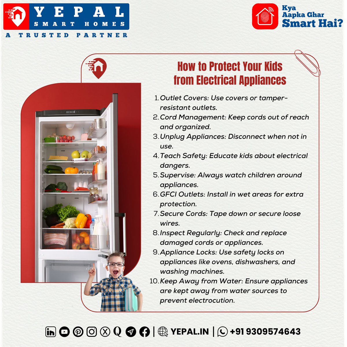yepal_in's tweet photo. 📌How to Protect Your Kids from Electrical Appliances🧍‍♀️ 
#yepalsmarthomes #yepalhomes #safetyfirst #safekids #electricalappliances  #yepalhousingdeveloper #yepalbuildersanddevelopers #yepalconstruction #realestatetips   #trustedbuilder #Trusteddeveloper #realestatedeveloper #pune https://t.co/le5uBXNZV2