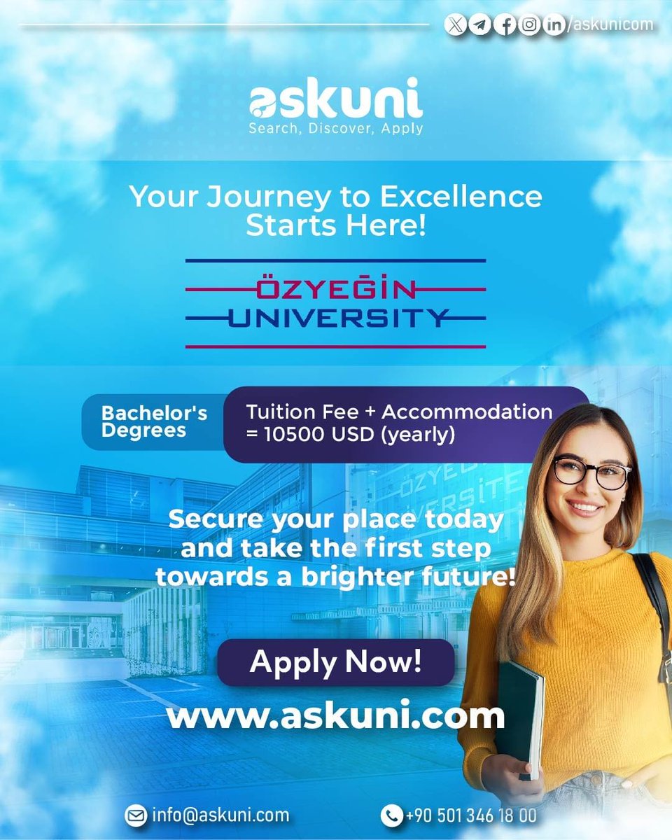 askunicom's tweet photo. Özyeğin University: Brighter future

🌟 Why Özyeğin University? 🌟

✨ Diverse programs in engineering, business, law, and more.

✨ Hands-on learning with modern labs and industry ties.

✨ Global opportunities with international exchanges and a multicultural campus. https://t.co/1XFcnJutqH