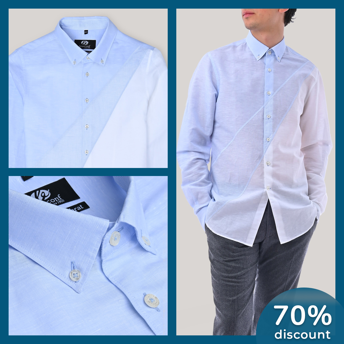 Braiconf's tweet photo. Ai încă ocazia să achiziționezi acest model deosebit, cu stoc limitat. Este o 📷 cămașă casual din bumbac și in, extracambrată, cu guler button down și detalii în contrast.
📷 https://t.co/dTX521ipnI
#camasibarbati #camasiestivale #camasicasual #braiconf1950 https://t.co/cwxsItzICc