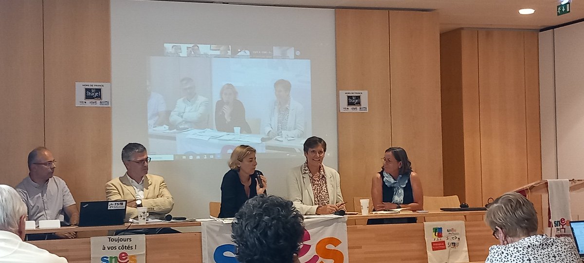 sneshdf's tweet photo. La direction de l'enseignement, de l'orientation et de la formation (DEOF) de L' Aefe @aefeinfo
vient rencontrer les participants au stage FSU-HDF. https://t.co/GsHNnJElbp