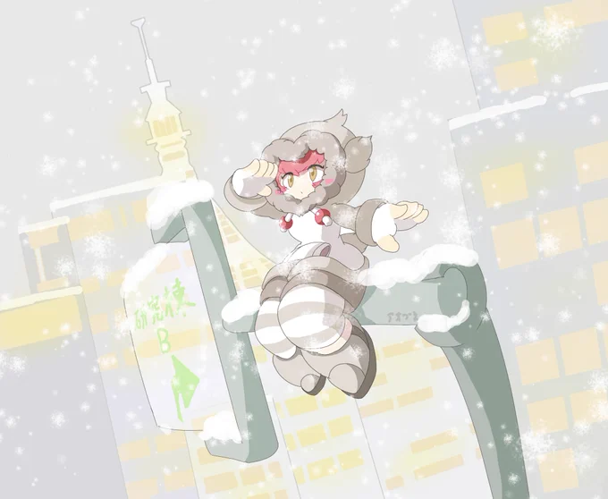 雪の絵ってことで数年前に描いたニホサルを再掲