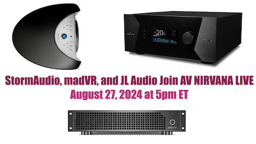 AVWoofer's tweet photo. StormAudio, JL Audio, and madVR Join AV NIRVANA LIVE Today at 5 PM Eastern!
We're talking CEDIA, Sound Rooms... and more. Join us!
Links to view: https://t.co/fzVbnINxO0
@StormAudioFR @JLAudio #madVR @AV_NIRVANA #hometheater #avnews #avtweeps #cedia @CEDIAExpo https://t.co/C8O6FnEQje