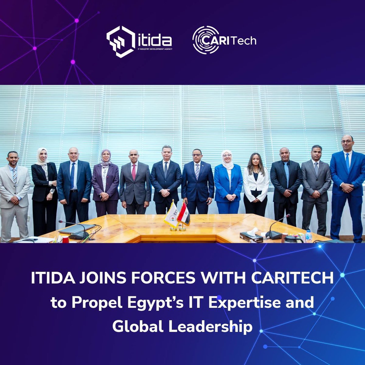 ITIDA's tweet image. Exciting news! ITIDA and CARITech have teamed up to elevate Egypt’s IT sector. Through this MoU, ITIDA-SECC will empower CARITech with top-notch training and support to boost its global impact.

#JustInTimeForEgypt #Egypt #ITIDA #SECC