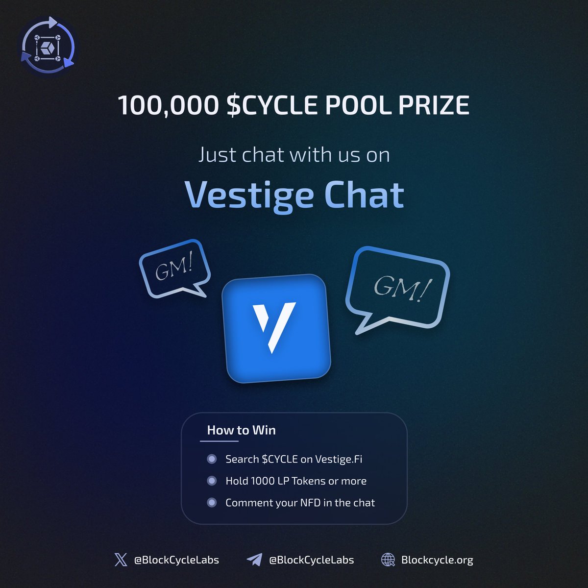 BlockCycleLabs's tweet photo. Since we have hit Top Gainers a few times this month we’re going to share a little bit with the community. 

Like and Repost
Tag 3 Friends 
Put your opinion of $CYCLE in the chat 
https://t.co/sEn64fxEki

#ALGO 
#CYCLEUP #BlockCycleLabs https://t.co/7Pi424BDFp