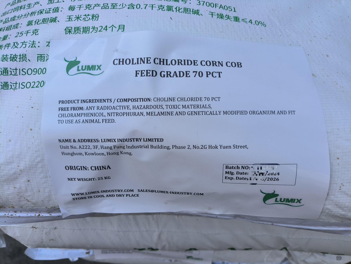 309796925's tweet photo. Latest Choline Chloride 70% to our EU customer~ 😊
Choline price hit the bottom, do you have any demand?
Lumix Industry Limited
👉inbox me for latest price
📫lulu@lumix-industry.com
📞+8615605171879(WhatsApp)
#cholinechloride #cholinechloridecorncob #choline50 #choline60 https://t.co/vbGXrIecKV
