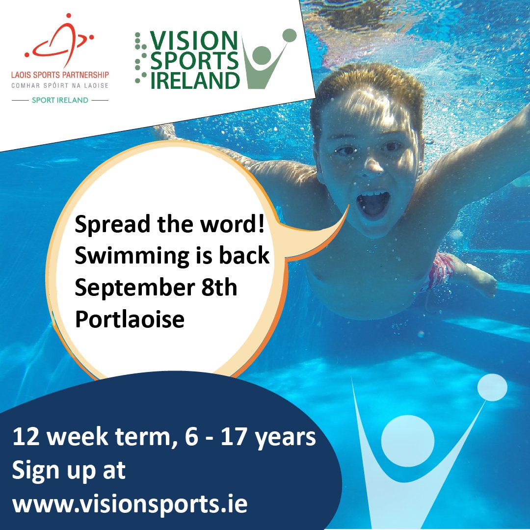 New school term means new swimming term 😍
Registrations are now open for our next 12-week term for our junior beginner and advanced lessons in Portlaoise.

Register via our website 👉 visionsports.ie/event/vision-i…

#VisionSportsIRE