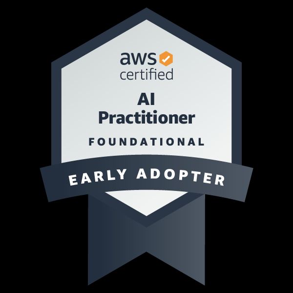 Just received my AWS AI Practitioner Certification on the first day it's available! Since it's Beta I got a nice Early Adopter badge. Tomorrow I'll be taking the AWS Machine Learning Engineer Associate Certification. Hope I can get two in two days!
#AWS #AI #ML