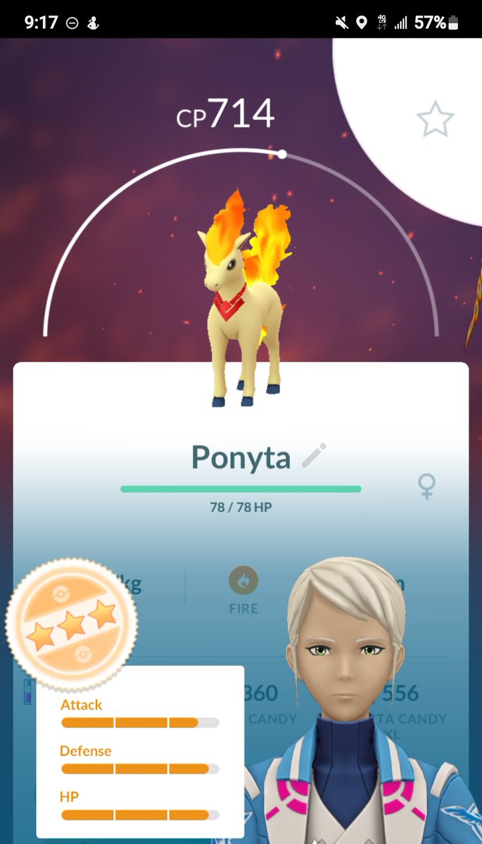 LadyDi1002's tweet photo. I'm so glad to get this back as I sent The Professor the last one. Damn good IVs to boot
#Ponyta
#MyFirePony
#CostumePokémon
#CostumePonyta
#ValorBackground https://t.co/oVyWfIfso3