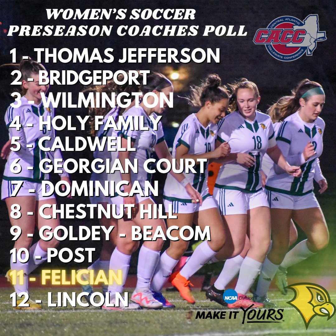 Women's Soccer coming in 11th on the CACC Preseason Coaches Poll!🔥

Season Kicks Off Next Thursday at St. Thomas Aquinas at 1:00 PM!

Click the link down below!
felicianuathletics.com/news/2024/8/27…