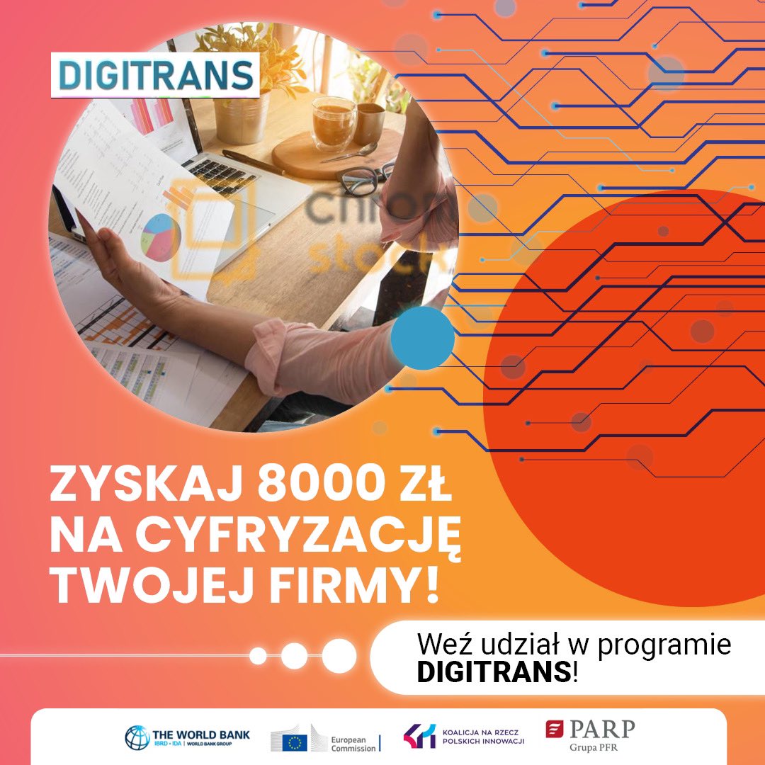 Dołącz do programu Banku Światowego DIGITRANS i zyskaj m.in.:
🔹 Bezpłatną pomoc w cyfrowej transformacji Twojej firmy 
🔹 8000 zł w formie grantu na zakup licencji / oprogramowania 
🔹 Usprawnienie procesów biznesowych
🔗digitranspoland.com