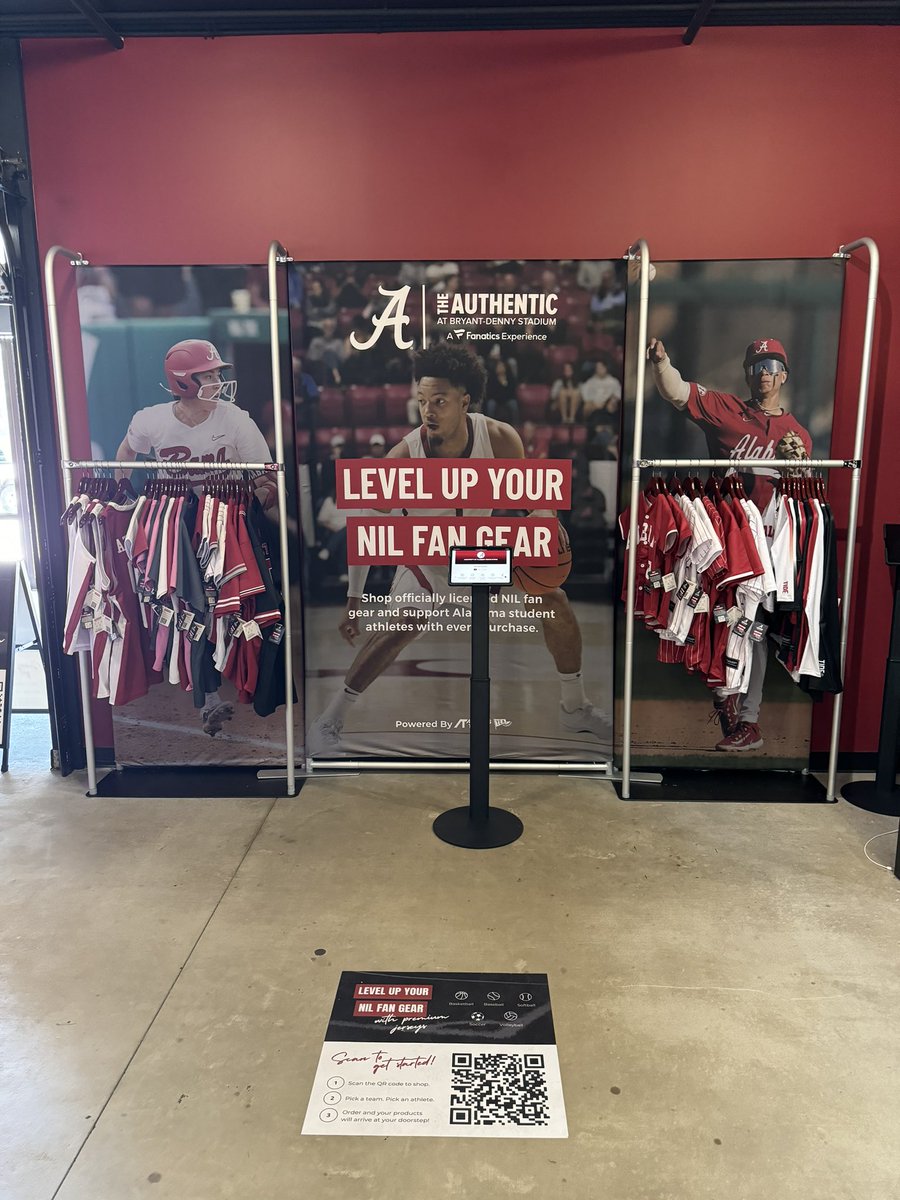 New <a href="/AthletesThread/">Athletes Thread</a> jersey kiosk now available in <a href="/Fanatics/">Fanatics</a>’ The Authentic store at Gate 34 of Bryant-Denny! Come try on jerseys for <a href="/AlabamaMBB/">Alabama Men’s Basketball</a> <a href="/AlabamaWBB/">Alabama Women’s Basketball</a> <a href="/AlabamaBSB/">Alabama Baseball</a> <a href="/AlabamaSB/">Alabama Softball</a> <a href="/AlabamaSoccer/">Alabama Soccer</a> &amp; <a href="/AlabamaVBall/">Alabama Volleyball</a> and have your favorite athlete’s version shipped to your house today!