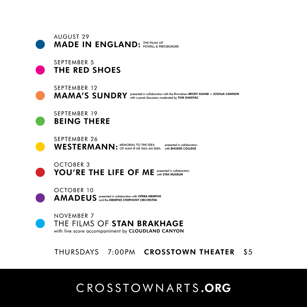 The Crosstown Arts Film Series returns on Thursday, August 29! 

Swipe to see the full lineup for this Thursday-night film series!

#movie #film #Memphis