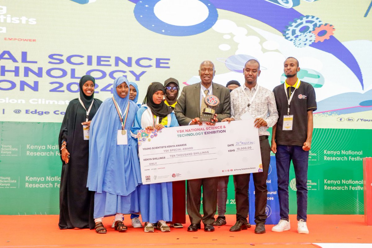YSTKenya's tweet image. Special Award: The award for most innovative project in Science for Development went to Sumeya Ahmed and Nuria Abdi from Senior Chief Adano Girls Day Secondary School.
#YSK2024 #KNRF2024 #sciencefordevelopment