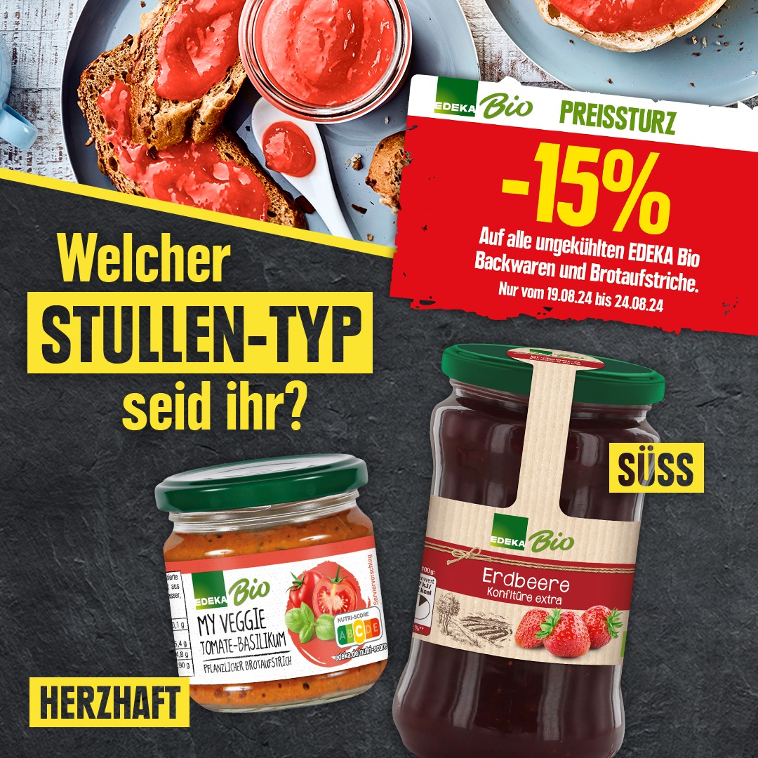 Wir sagen: Einfach bei beidem zuschnappen!  Schließlich gibt es diese Woche ganze 15% Rabatt auf alle ungekühlten EDEKA Bio Backwaren und Brotaufstriche. Lasst euch das nicht entgehen!