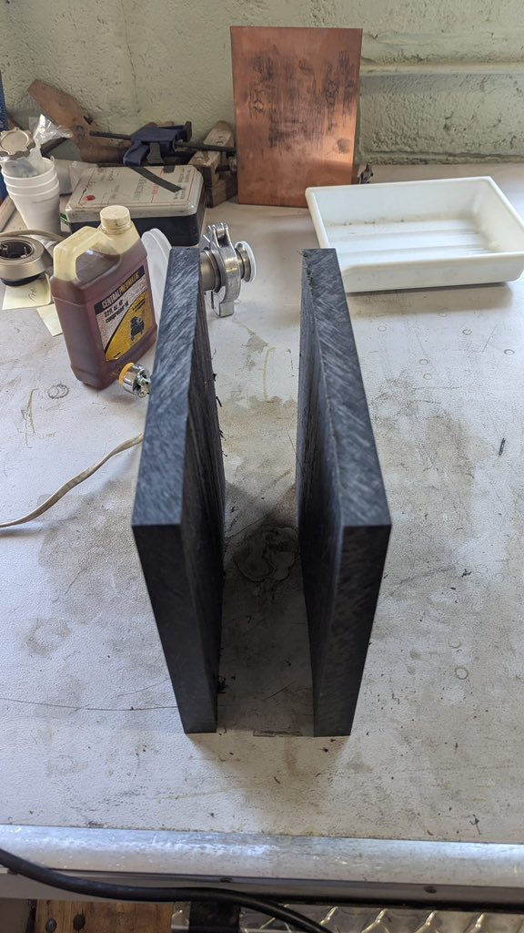FalconSpaceLabs's tweet photo. Hats off to @TraderTomB for this amazing cut. Using just a bandsaw and some ingenuity he evenly cut this block of PVC in preparation for our Mercury Vortex Engine build. https://t.co/MXXxH81P0Q