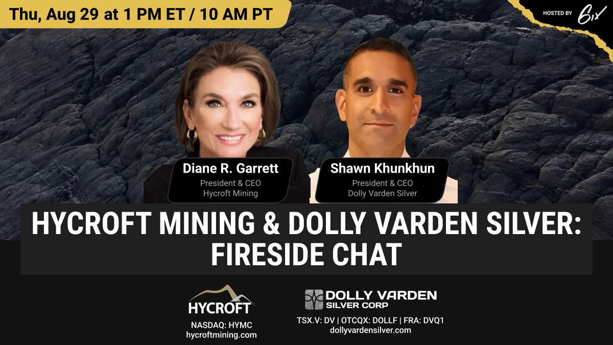 Join <a href="/DianeG_CEO/">Diane Garrett</a> President &amp; CEO of Hycroft Mining, and <a href="/ShawnKhunkhun/">Shawn Khunkhun</a>, President &amp; CEO of Dolly Varden Silver, for a candid chat about their projects, their industry experience and the current state of the #silver market. 

Register here: events.6ix.com/preview/hycrof…  

$HYMC $DV.V