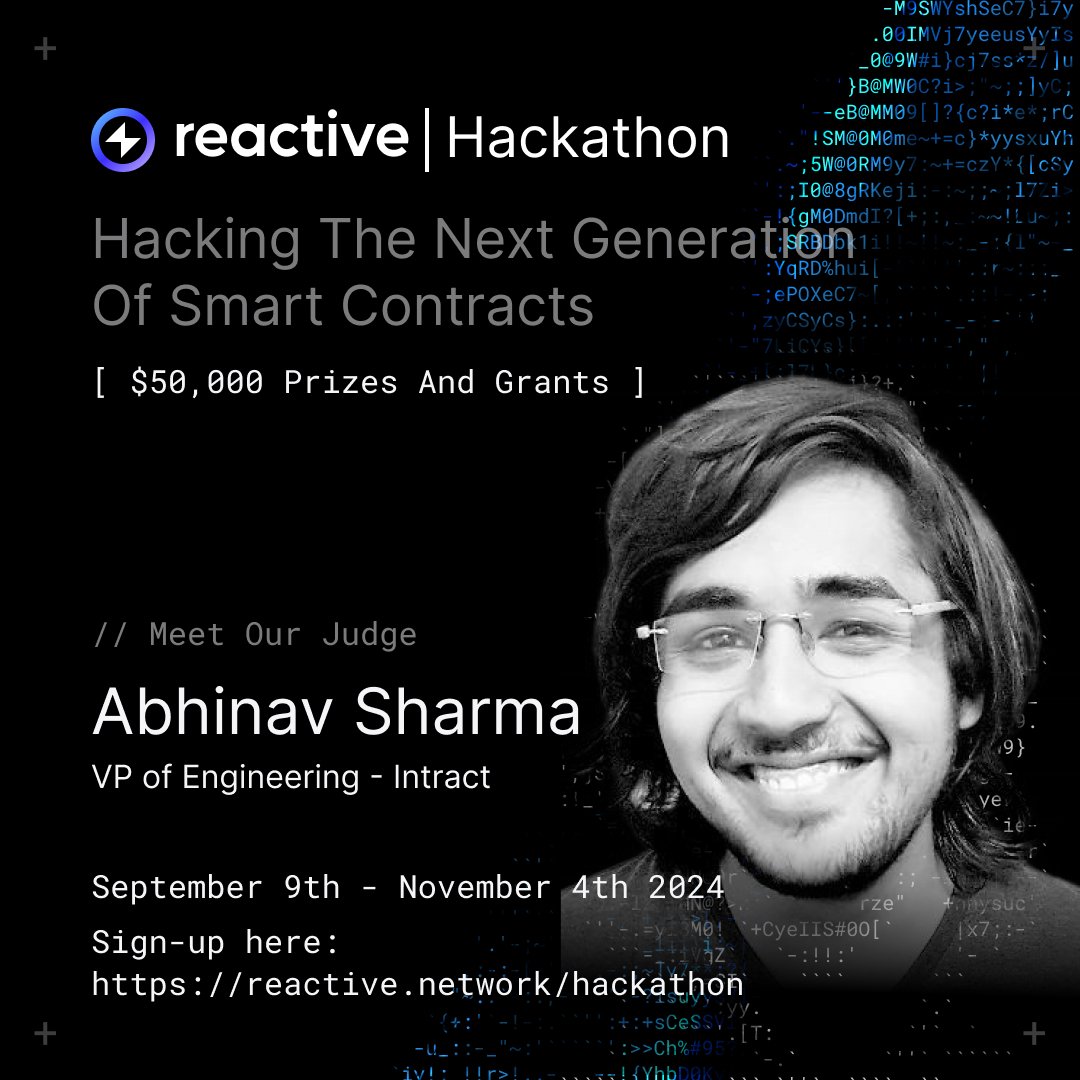 0xReactiveDev's tweet image. Let&apos;s meet another a member of our #hackathon judging panel!

Abhinav Sharma is the Vice President of Engineering at @IntractCampaign and an experienced software engineer with a rich background in leading tech teams and managing projects. With previous roles at Spyne, UXPotato,…