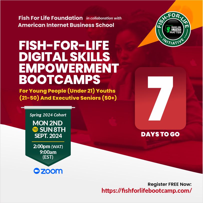 info_Fish4Life's tweet photo. Unlock steady income and elevate your online business! With just 7 days to go, secure your spot in our FREE bootcamp, running from September 2nd to 8th, 2024. Don’t miss out!

🔗 Register Now! [https://t.co/bRFL1YCXbZ]

#DigitalSkills #OnlineBusiness #FreeTraining https://t.co/QS58e05wOS