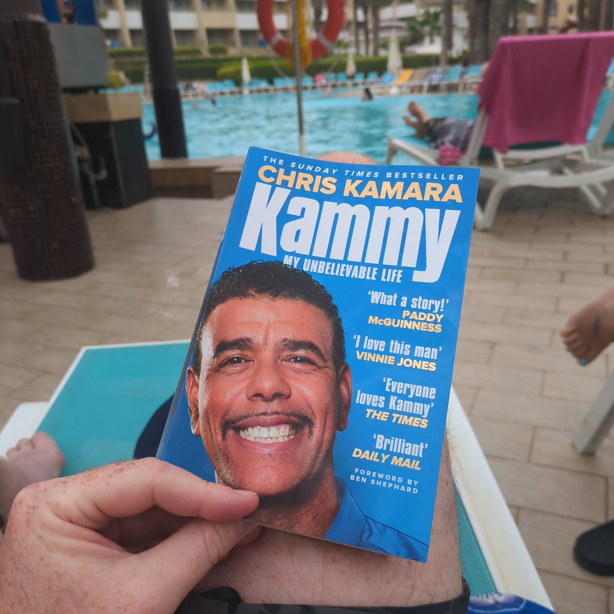 Reading the Kammy book while trying to sunny it in Morocco.  'Unbelievable' book so far, only onto chapter 7 and really enjoying it.  #lufc <a href="/chris_kammy/">Chris Kamara</a>
