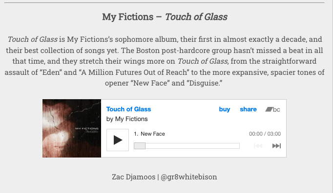 Thanks for the kind words on TOUCH OF GLASS <a href="/GetAlternative/">The Alternative</a> <a href="/gr8whitebison/">zac</a> 

Read more: getalternative.com/the-alt-weekly…

Listen: myfictions.bandcamp.com/album/touch-of…