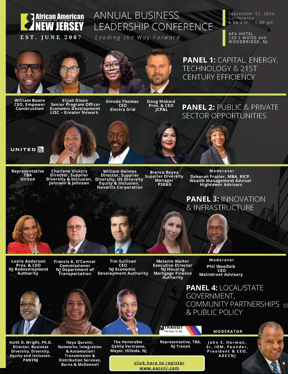 Don't miss NJHMFA Executive Director Melanie R. Walter at the African American Chambers of Commerce NJ’s Annual Business Leadership Conference on September 12 at the APA Hotel in Woodbridge! Register at aaccnj.com/blc