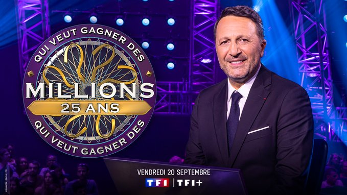 MediasFrance's tweet photo. #QuiVeutGagnerdesMillions célèbre ses 25 ans avec
@Arthur_Officiel 
Vendredi 20 septembre à 21h10 sur TF1

Pour la 1ère soirée : 
Florence Foresti @JoelDicker
@Foucault_JP @JeanLucLemoine
@JarryAtypique @kevadamsss
Philippe Caverivière @LeaSalame
@Michelboujenah @Jeffpanacloc https://t.co/bZOVRZXgZI