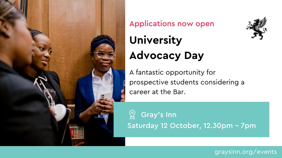 Is becoming a barrister the next step in your career?  👩‍🎓

Our University Advocacy Days are the perfect place to find out, with a chance to practice advocacy and network with our Members. 

⏲️Apply before Tuesday 10 September!

graysinn.org.uk/events/univers…