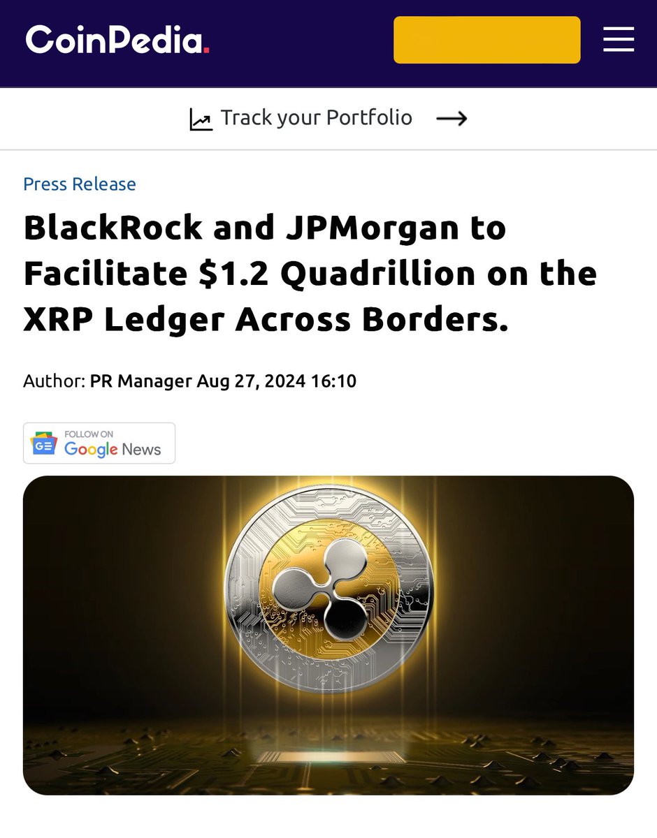 BREAKING NEWS🚨: BlackRock and JPMorgan to Facilitate $1.2 Quadrillion on the  XRP Ledger Across Borders. In a groundbreaking move, Ripple has joined  forces with industry giants BlackRock and JPMorgan through its recent