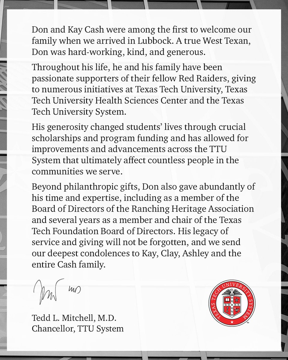 TeddLMitchell's tweet photo. Don was a dear friend and a devoted supporter of our community. Our thoughts and prayers are with the entire Cash family during this time. https://t.co/95z8C5YOhl