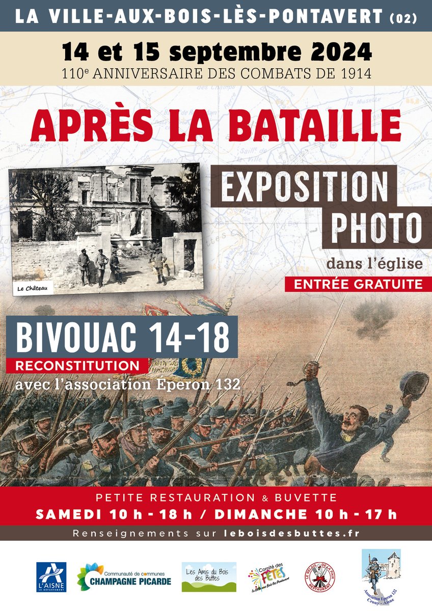 BoisdesButtes's tweet photo. A l’occasion du 110e anniversaire des combats de septembre 1914,
L'Association Les Amis du Bois des Buttes sera heureuse de vous accueillir le 14 et 15 septembre 2024 à La Ville aux Bois lès Pontavert https://t.co/34nNy1oLNJ