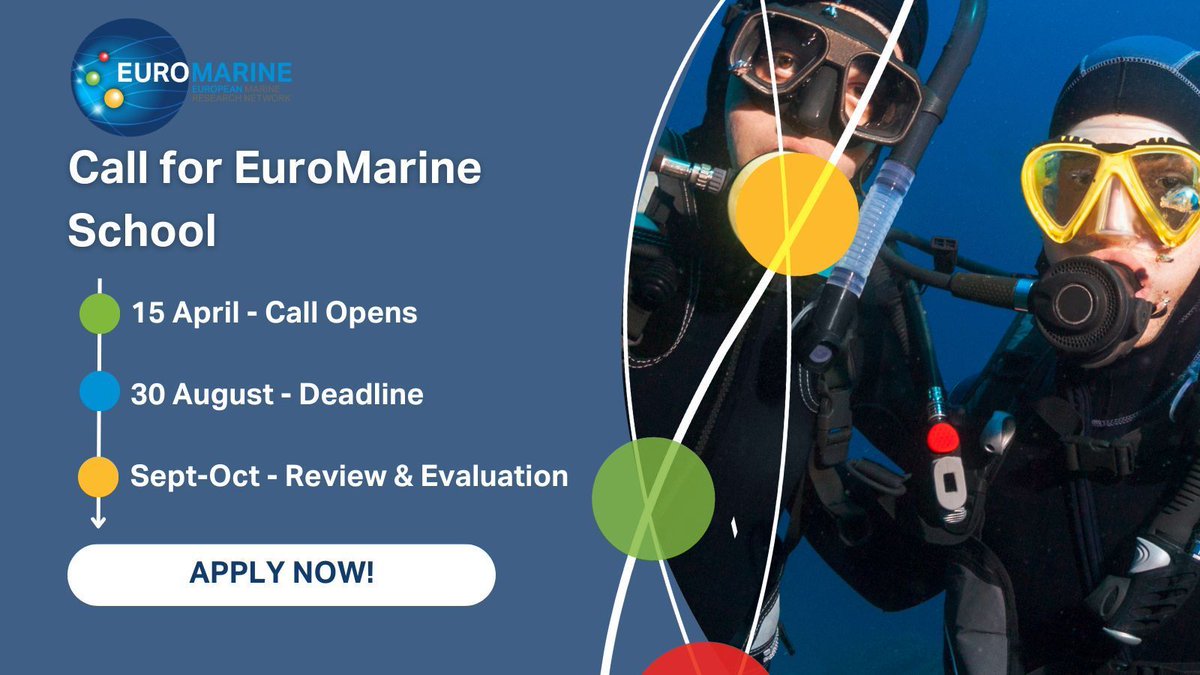 📣 Don't miss the deadline! Last chance to apply for the open #EuroMarine #Call to host a training school equipping attendees with new knowledge &amp; innovative approaches to address ocean challenges. 🗓️ Apply by 30th Aug 2024: buff.ly/3W5yHox