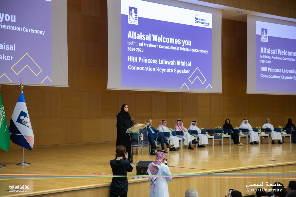 Alfaisaluniv's tweet photo. #Alfaisal_University Convocation Ceremony 2024-2025 was held under the esteemed patronage of HRH Princess Lolowah Al Faisal, Vice Chair & General Supervisor of Board of Trustees #Effat University. We wish all students a very warm welcome into Alfaisal Academic community! https://t.co/FhVehqiMUL