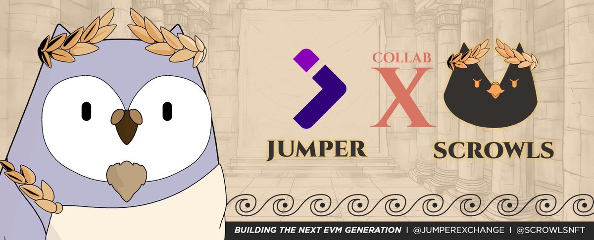We are excited to collab &amp; raffle 200 @ScrowlsNFT mint whitelist spots to our Loyalty Pass Holders 🦉💜

Ze breakdown 👇

- 25 to top 250
- 50 to Jumper OG PDA holders
- 125 to Level 8+

📆 27 - 30th of Aug
💡 You need to participate to join the raffle
🔗 app.galxe.com/quest/JumperEx…