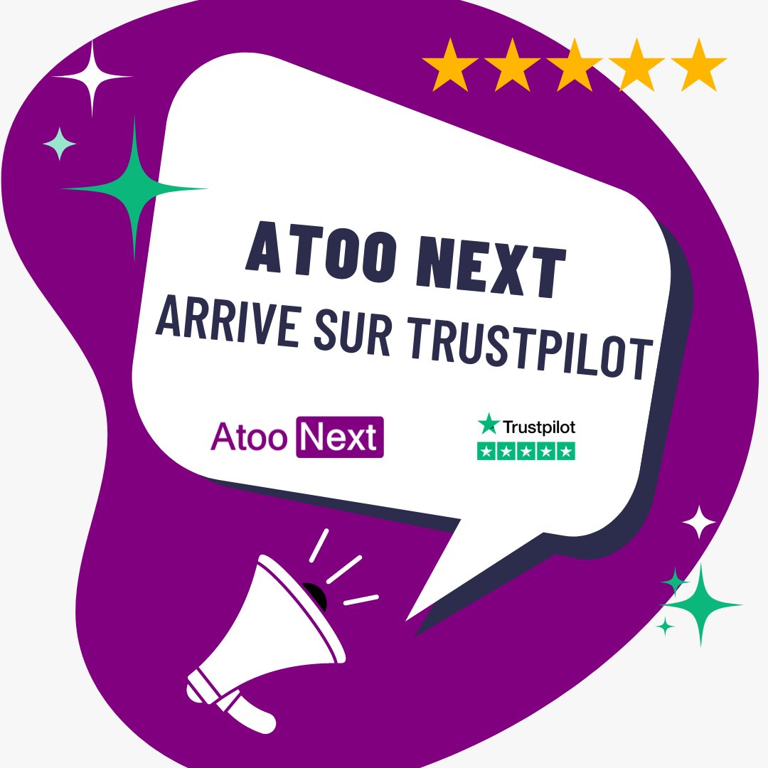 📢 Atoo Next est désormais sur Trustpilot! 🚀

Nous sommes ravis de vous annoncer qu'Atoo Next est maintenant référencé sur Trustpilot. 

N'hésitez pas à partager votre expérience et à laisser un avis via le lien ci-dessous : 
👉 lnkd.in/d7CV7a93