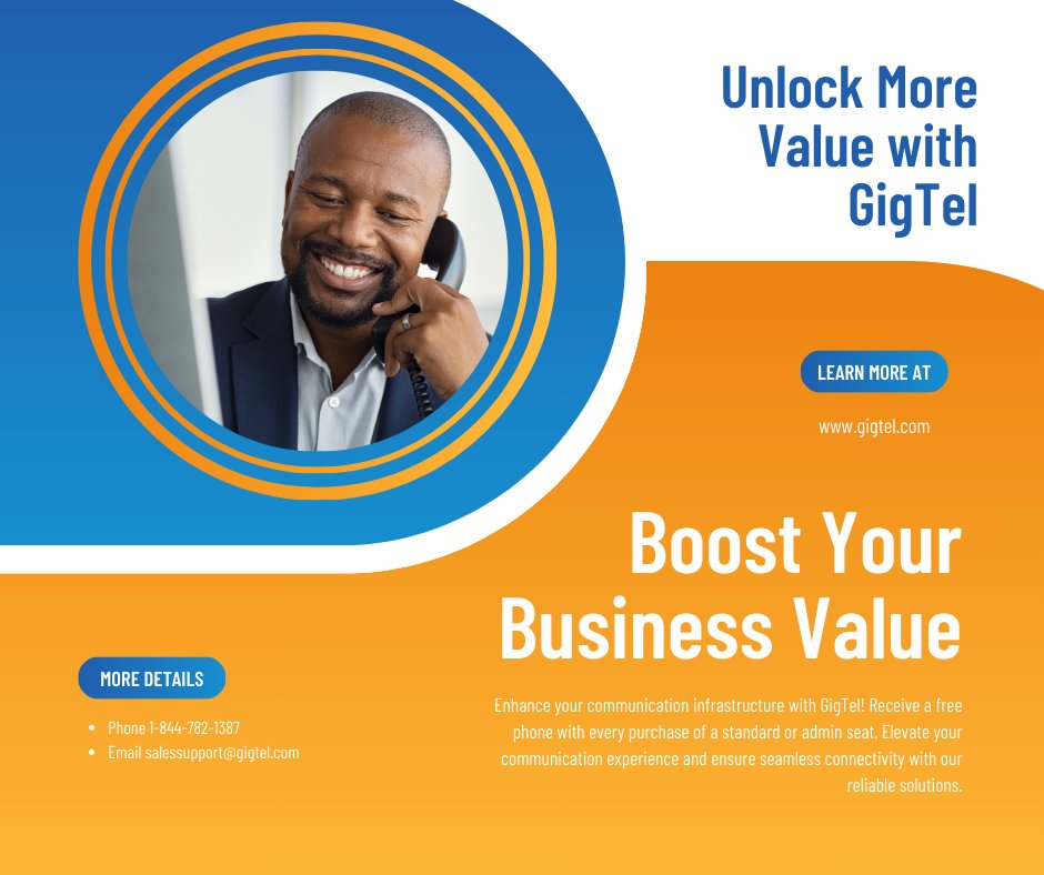 GigtelACS's tweet image. Unlock more value with GigTel! Purchase a standard or admin seat and get a FREE phone. Enhance your communication infrastructure with our reliable solutions and enjoy seamless connectivity. Don't miss out on this incredible offer! #GigTel #FreePhone #BusinessSolutions #UpgradeNow