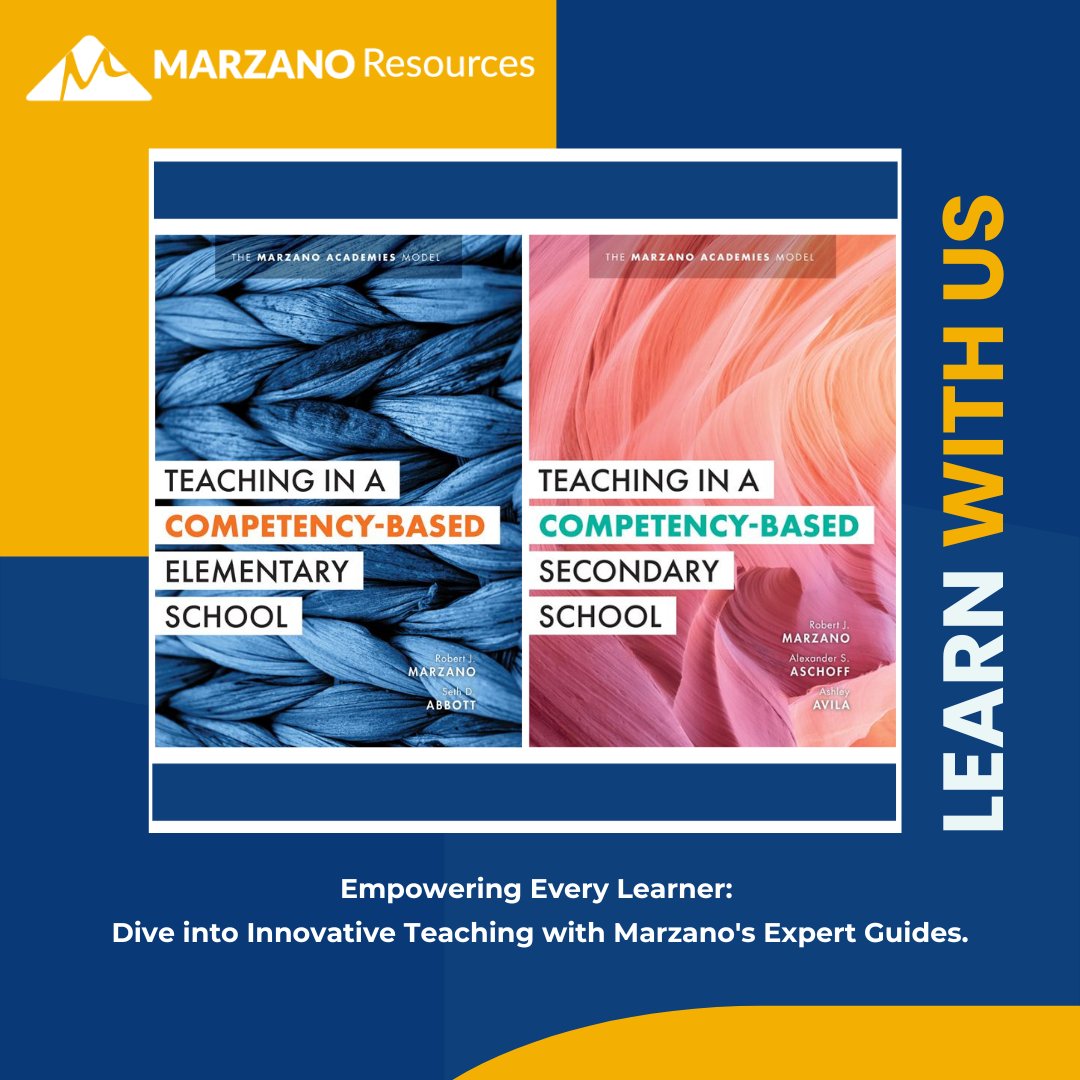 Marzano Resources (@marzanoresource) on Twitter photo 📚 Explore #CompetencyBasedEducation with two pivotal reads: "Teaching in a Competency-Based Elementary School" & "Teaching in a Competency-Based Secondary School" by <a href="/robertjmarzano/">Robert J. Marzano</a> & team. 🏫 Transform your teaching approach!
Get Started➡️ bit.ly/40Ty4lH
#CBE #Edu 📚 Explore #CompetencyBasedEducation with two pivotal reads: "Teaching in a Competency-Based Elementary School" & "Teaching in a Competency-Based Secondary School" by <a href="/robertjmarzano/">Robert J. Marzano</a> & team. 🏫 Transform your teaching approach!
Get Started➡️ bit.ly/40Ty4lH
#CBE #Edu