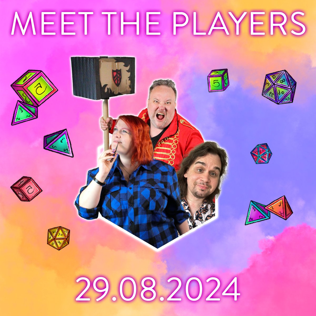 Meet our players! Join Joy-Amy, Paul and our guest star Eddie O'Keeffe from <a href="/BudgensnDragons/">Budgens and Dragons</a> on Thursday 29th August another chaos-filled show at the Cheltenham Playhouse! Tickets in bio!

Dice Art: <a href="/treandrawsit/">🇵🇸🐸🍄 trina 🍄🐸🇸🇩</a> 

#RollTheDamnDice #LiveDnDComedy #ImprovComedyNight #CheltenhamDnD