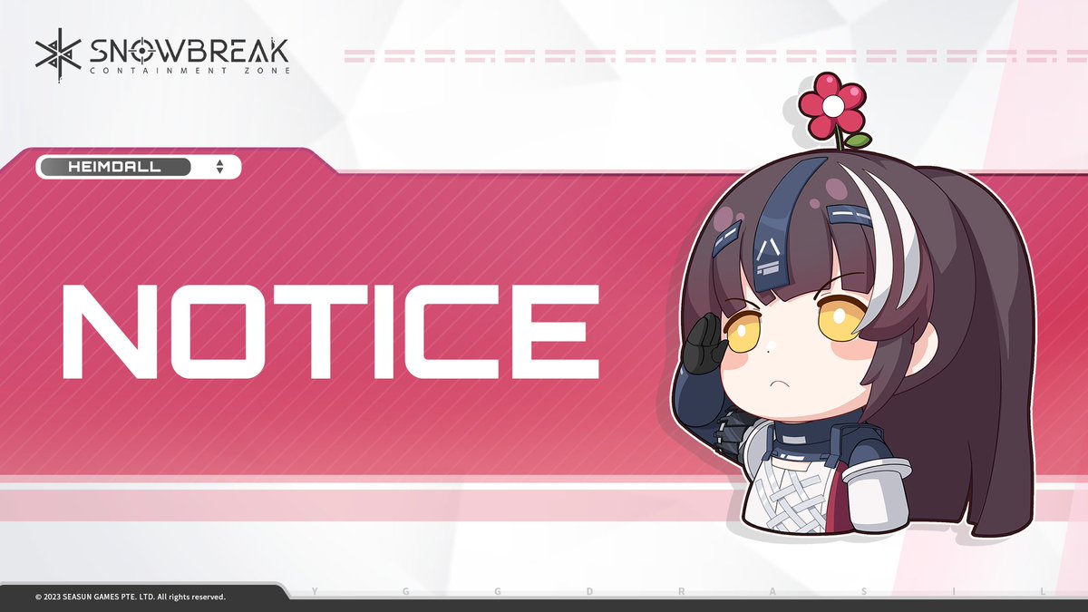 SnowbreakEN's tweet photo. [Additional Adjustment Notice of Certain Operatives and Outfits]
Hello Adjutants,

Thank you for your continuous support and love for Snowbreak: Containment Zone. As a token of our appreciation, we will issue [Operative Extract Chest] x1 to all Adjutants via in-game mail once the adjustments go live on August 30th. This chest includes [Operative Extract] x60 from Ver1.0 to Ver1.5, which you can choose from to unlock any operatives or level up their Manifestation.

This chest will be issued to Adjutants who purchased any of the following items before August 30th at 10:00 (UTC+8):
(1) Any limited-time operative outfits from Quartermaster (including outfit combo giftpacks, excluding single weapon skin purchases)
(2) Any operative outfits from Choice Products: Yao - Quiet Quitter [Enduring Valor], Fenny - Lionheart [Indomitable Charm], Fritia - Little Sunshine [Unfading Glow], and Acacia - [Redacted] [Unbeatable Rank].
(3) Any previous Ultimate Passes.

The chest will be issued after the update on August 30th and will be available until September 26th at 03:59 (UTC+8). Please note there might be a slight delay due to data processing.
Here's a look at the Extract available in the chest: 
- Extract: Lyfe - Wild Hunt x60
- Extract: Fenny - Coronet x60
- Extract: Fritia - Hush x60
- Extract: Yao - Winter Solstice x60
- Extract: Marian - Swift x60
- Extract: Acacia - Kaguya x60
- Extract: Chenxing - Ethereal Cloud x60
- Extract: Haru - Absconditus x60
- Extract: Mauxir - Shadow Ka x60
- Extract: Tess - The Magician x60
- Extract: Katya - Blue Bolt x60

Additionally, to ensure you can smoothly obtain the new Katya - Blue Bolt outfit mentioned in "Notice of Adjustments to Certain Operatives and Outfits," we have extended the deadline for unlocking the operative. Unlock the operative before the Ver2.4 update to receive this new outfit!

Thank you for your understanding and ongoing support!

#Snowbreak