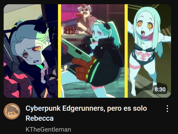 T4kito3's tweet photo. Es chistoso pensar que Rebecca, siendo de los personajes mas populares de Cyberpunk: Edgerunners, solo tiene como 10 minutos de pantalla en toda la serie. https://t.co/E1lLR0IkWK