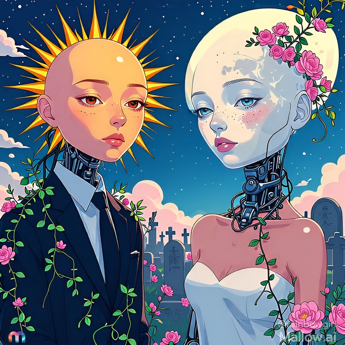 Eclipsed Lovers in a Glitched Realm 🌙✨

Celestial beings merge with technology in a dreamlike world, where love transcends time and space. 🌞🌕 

<a href="/MallowAI/">Mallow.ai - Discover New Worlds ✨</a> 

#AIart #DigitalArt #Dreamscape #ArtificialIntelligence #MachineLearning  #Art #AIcommunity #GenerativeArt #TechArt
