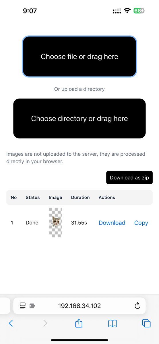 remove-bg huge update 
- Mobile support, tested on my iPhone 
- README added (you might not need README to launch)
- Added medium zoom for easier viewing
- The error banner makes it more friendly and easy troubleshooting
- Troubleshooting section

#buildinpublic