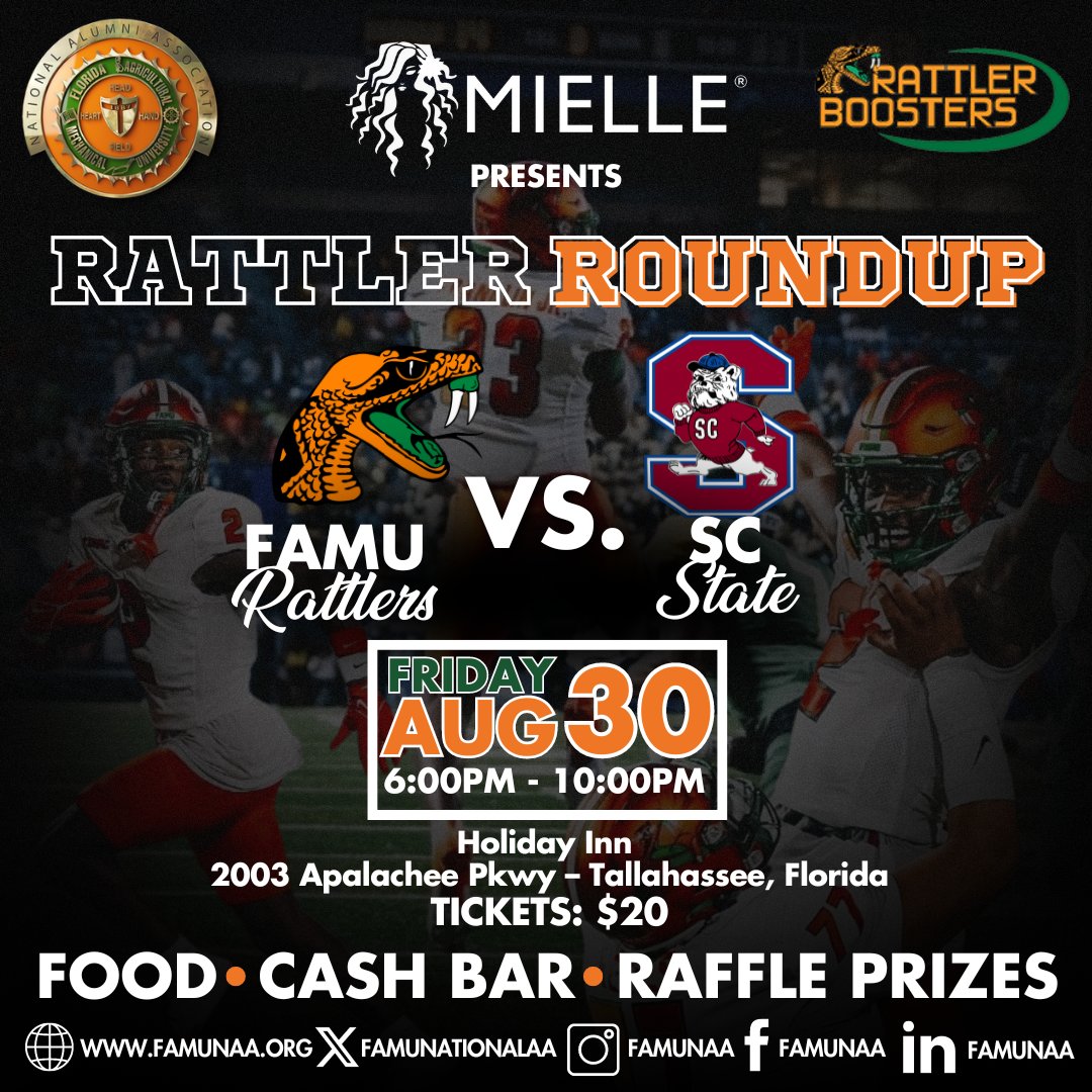 FAMUNAALCC's tweet photo. It's Rattler Roundup time! See you Friday! ##LetsGoRattlers #RattlerRoundup #FAMU #FAMUNAA https://t.co/wmMavxIsL1