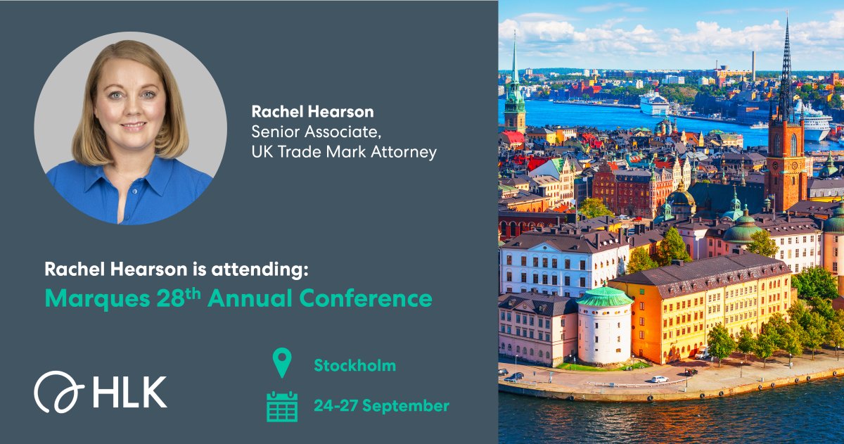 hlk_ip's tweet image. Are you attending the Marques 38th annual conference in Stockholm in September? HLK’s Rachel Hearson is and she’s looking forward to meeting colleagues, old and new! #TradeMarks #TradeMarksConference #EUCaseLaw