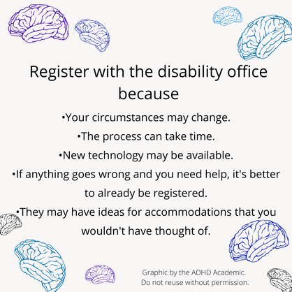I think EVERY student, graduate students included, should register with the disability office, and here's why.

#DisInHigherEd #HigherEd #DisabilityTwitter #ADHD #Neurodivergent 

theadhdacademic.weebly.com/learning--adhd…