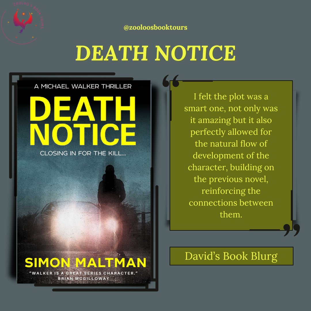 ZooloosBT's tweet photo. Today the #booktour for #DeathNotice kicked off with posts from @davidsbookblurg and @ramblingmads ~ You can read all the reviews here ~ https://t.co/q2YLADWJqe

Tomorrow, @kazlovesbooks1 will be joining the tour!

@Simonmaltman @SharpeBooks 
#ZooloosBookTours https://t.co/YVOYpN7pmI