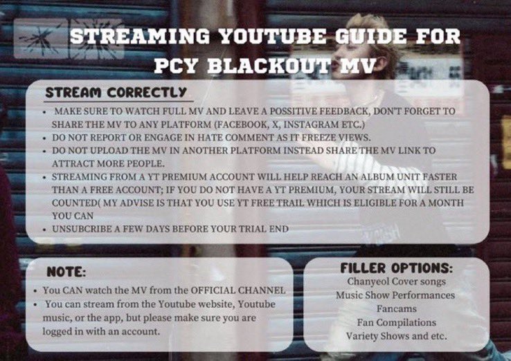 CHANYEOLxNA's tweet image. In preparation for #CHANYEOL’s solo debut, Blackout, and streaming on YouTube, please follow these tips!

Please read through, understand the Dos and Don’ts, and have fun with the long awaited music!

D-1 TO CHANYEOL SOLO #BlackOutMVTeaser  #CHANYEOL_BlackOut #찬열