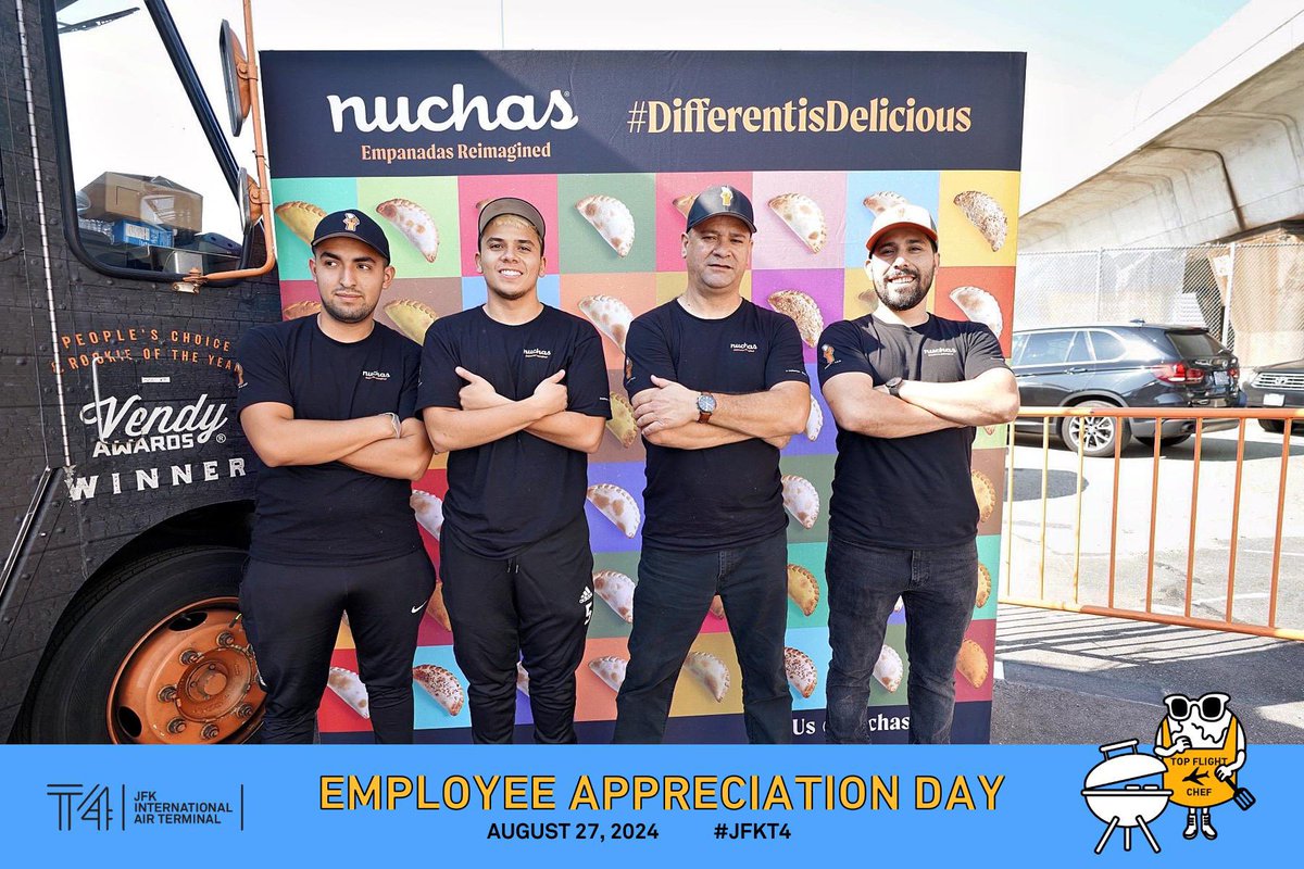 NuchasNYC's tweet photo. We’re excited to be part of JFK’s Employee Appreciation Day! Our team is ready to serve empanadas and celebrate the hard work and dedication of the JFK Staff. 🥟💪🏻 https://t.co/XNd1ieq2xQ