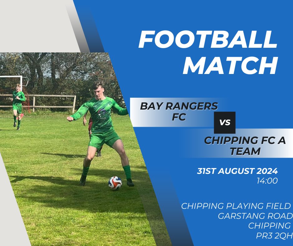 Todays game sees us against Chipping FC A team kick off is at 14:00 its an away game were ready to dominate their field #upthebay