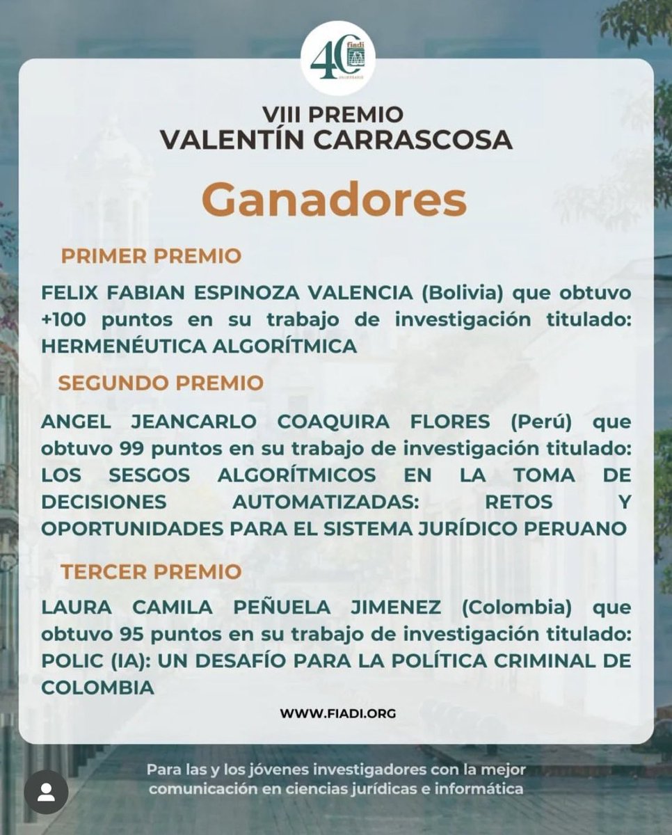 Como dice el Prof C. Nino de los juristas “somos arquitectos de estructuras sociales”. <a href="/FIADI_ORG/">FIADI</a> es ese “one more thing” jobsiano del ámbito jurídico. Siempre gracias, honrado por el reconocimiento 🙏 y felicitaciones  a los colegas Ángel y Laura.